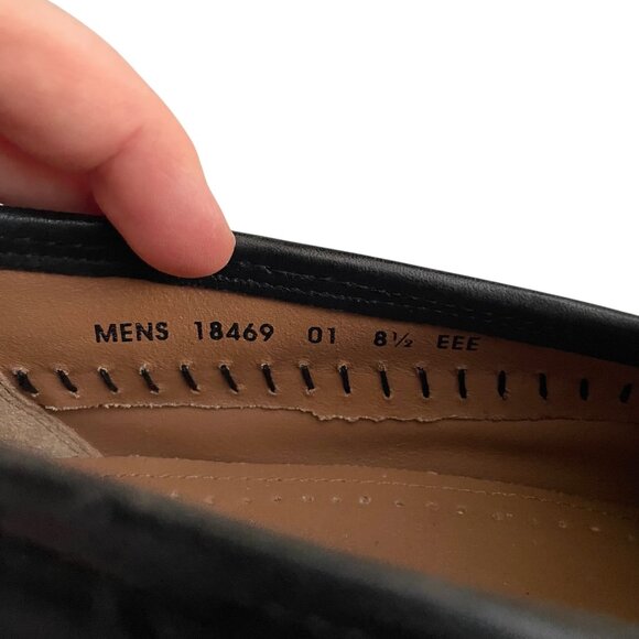 Florsheim Pisa Tassel Loafers Sz 8.5 EEE Black Leather Croc Print Slip On Shoes - Picture 7 of 7